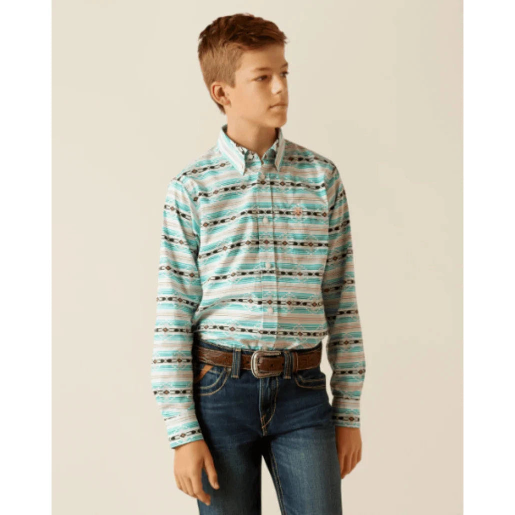 Ariat Boy's Jefferson Long Sleeve Shirt - Ice Green