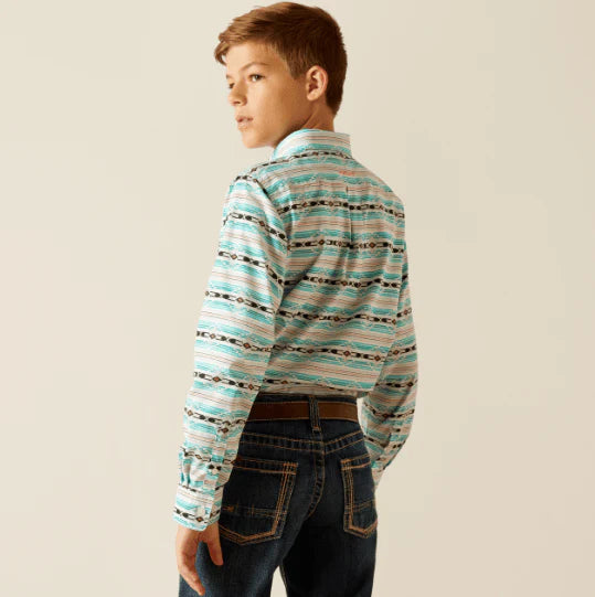 Ariat Boy's Jefferson Long Sleeve Shirt - Ice Green