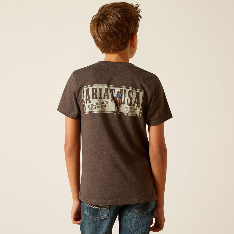 Ariat Boy's Rider Label T-Shirt - Charcoal Heather