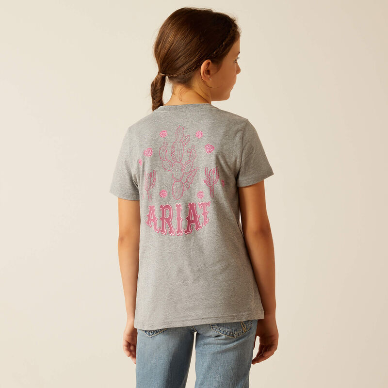 Ariat Girl's Cactus Rose Short Sleeve T Shirt - Heather Grey