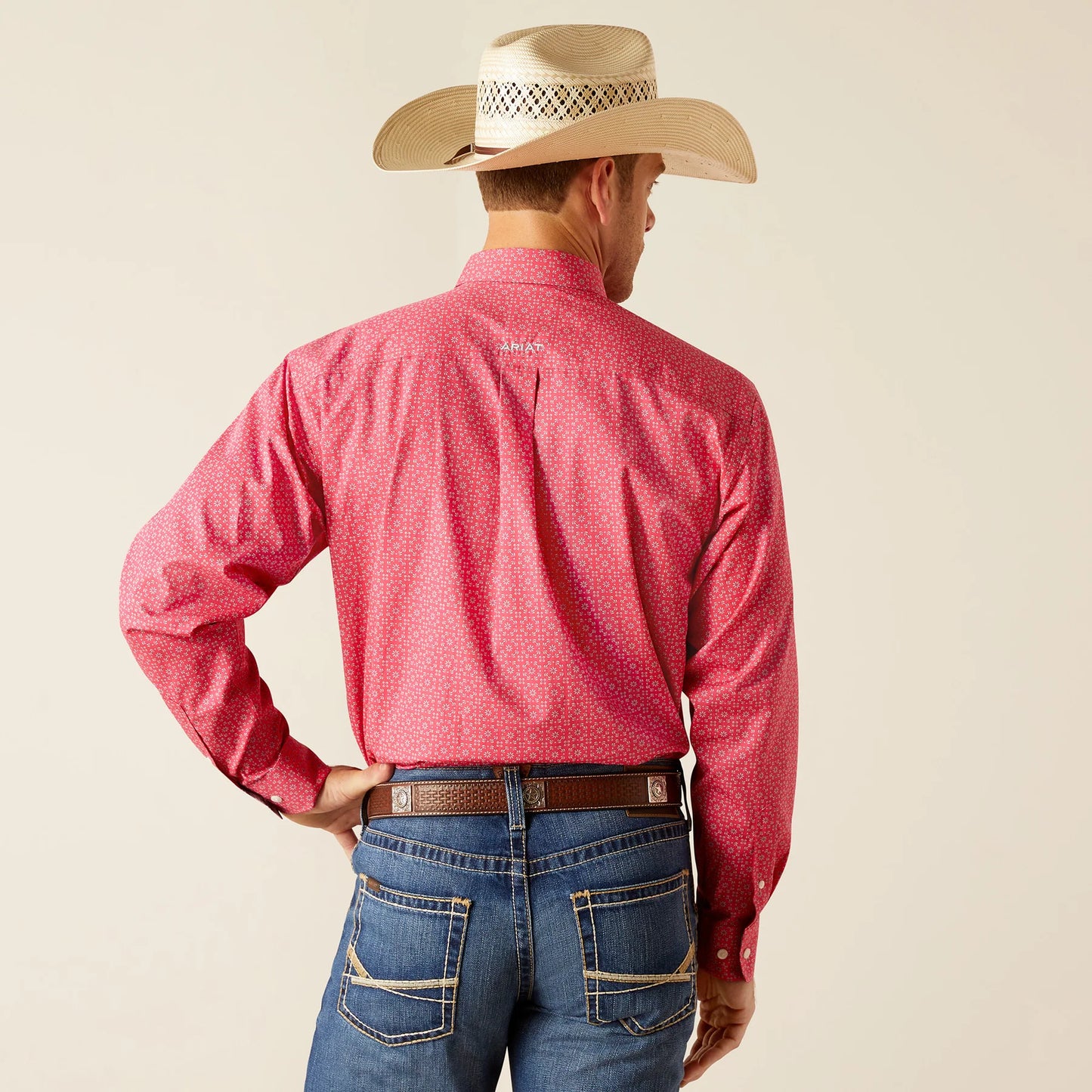 Ariat Men's Wrinkle Free Brennan Long Sleeve Shirt - Pink