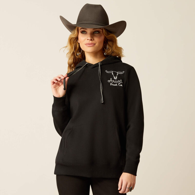 Ariat Women's Steer Stitch Hoodie- Black