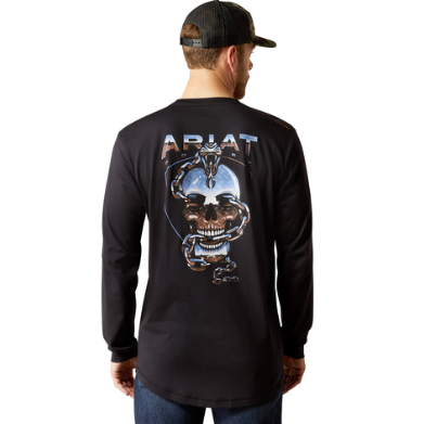 Ariat Men's Rebar  Workman Chrome Skull T-Shirt - Black