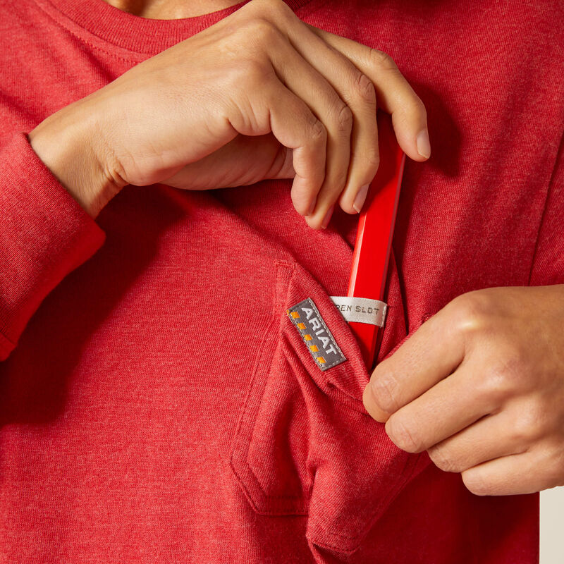 Ariat Women's Rebar Cotton Strong Quality Long Sleeve T-Shirt - American Beauty/Heather