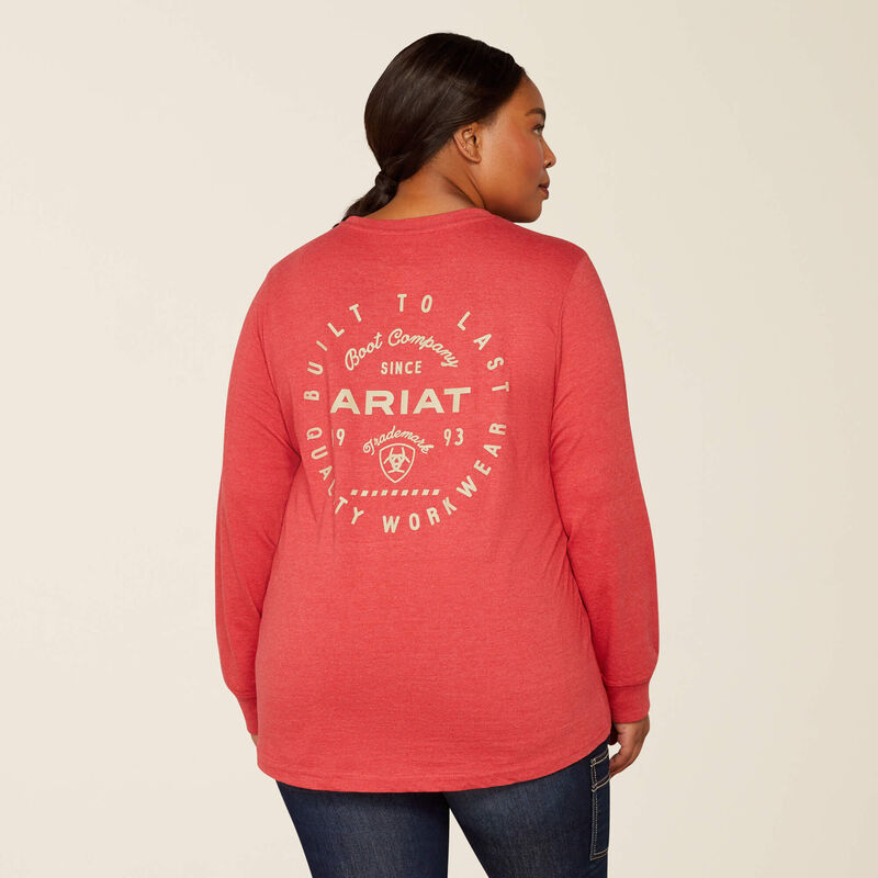 Ariat Women's Rebar Cotton Strong Quality Long Sleeve T-Shirt - American Beauty/Heather