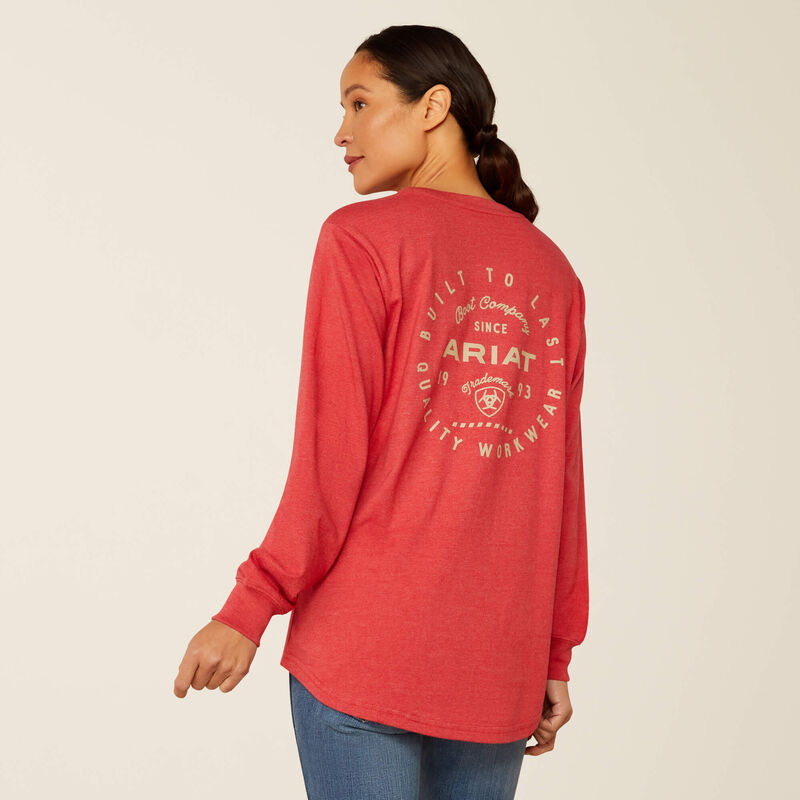 Ariat Women's Rebar Cotton Strong Quality Long Sleeve T-Shirt - American Beauty/Heather