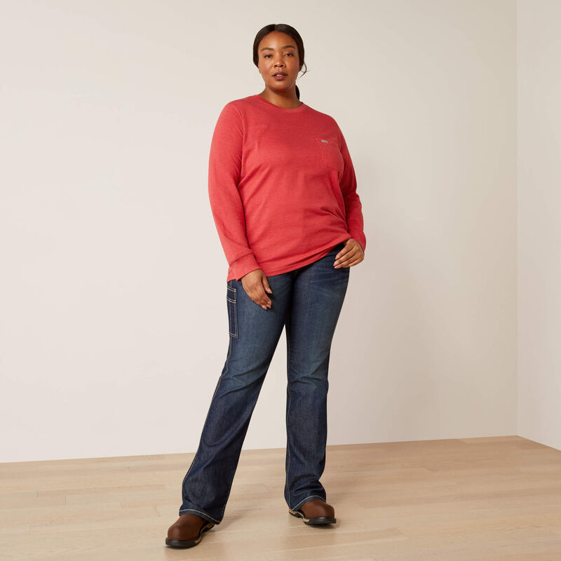 Ariat Women's Rebar Cotton Strong Quality Long Sleeve T-Shirt - American Beauty/Heather