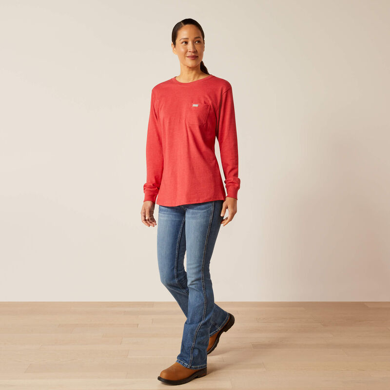 Ariat Women's Rebar Cotton Strong Quality Long Sleeve T-Shirt - American Beauty/Heather