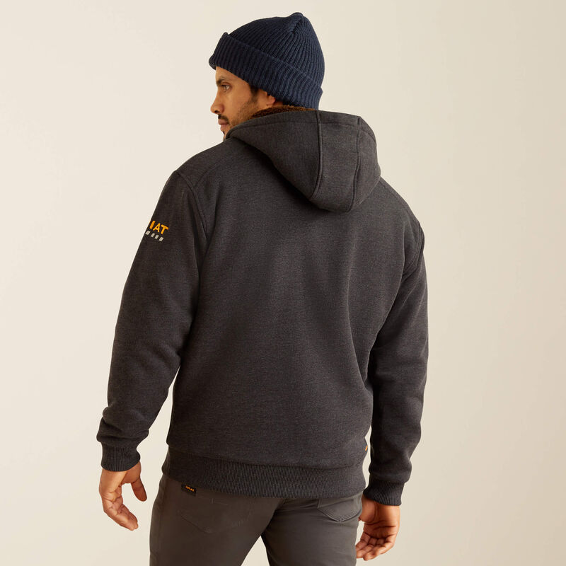 Ariat Men's Rebar All Sherpa-Lined Full Zip Hoodie - Charcoal Heather