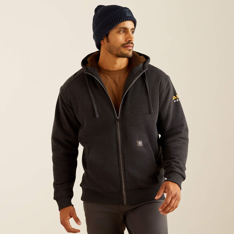 Ariat Men's Rebar All Sherpa-Lined Full Zip Hoodie - Charcoal Heather