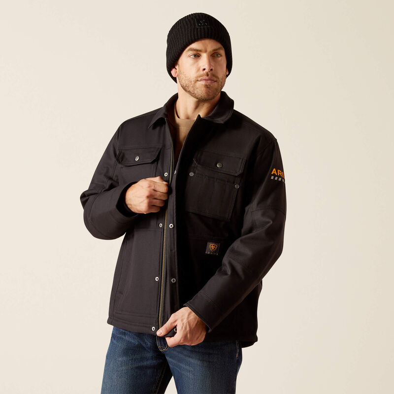 Ariat Men's Rebar DuraCanvas Sherpa Lined Jacket - Black