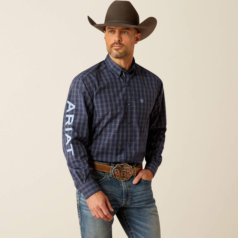 Ariat Men's  Pro Series Team Kolt Classic Fit Long Sleeve Shirt - Navy / Light Blue