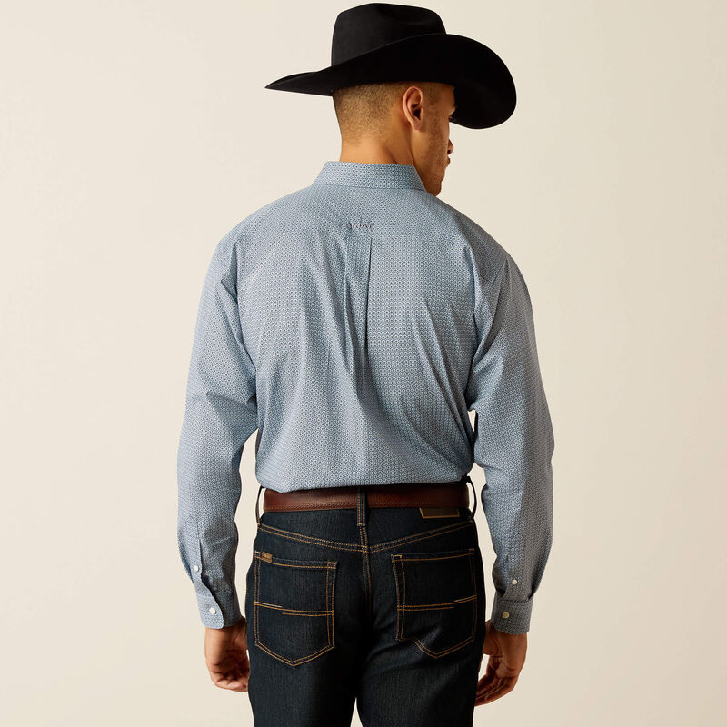 Ariat Men's Wrinkle Free Leonard Classic Fit Shirt - Light Blue