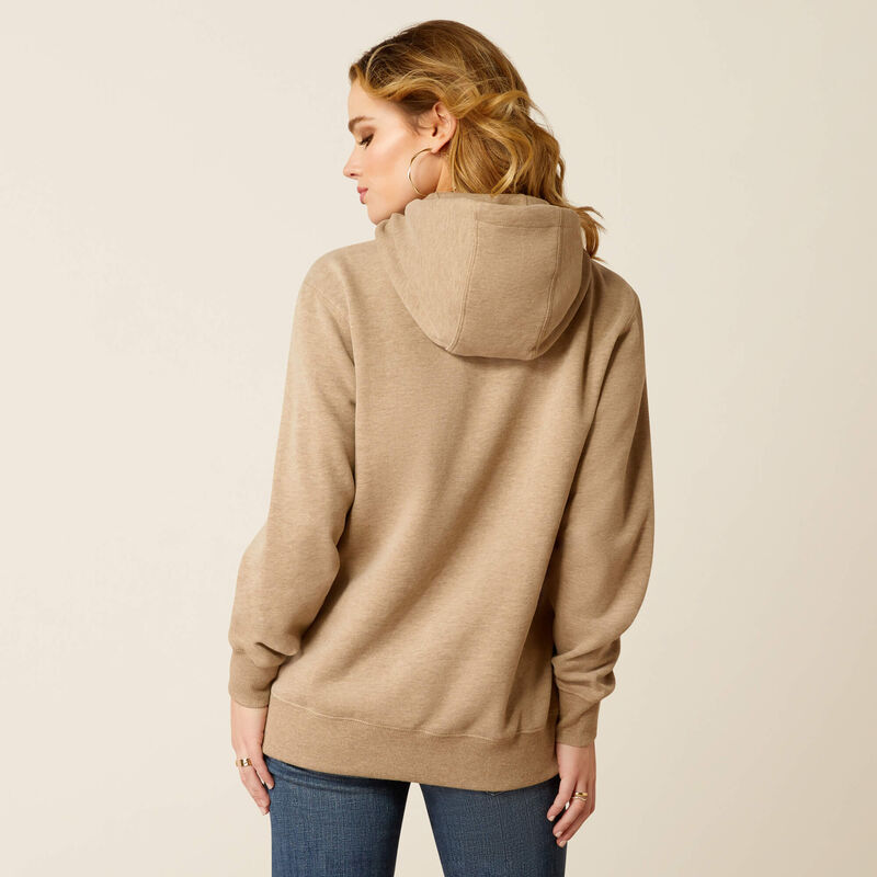 Ariat Women's Bronco Stitch Hoodie- Dark Oatmeal Heather