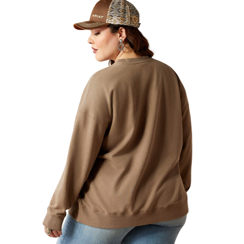 Ariat Women's Western Day Oversized Sweatshirt - Dark Khaki