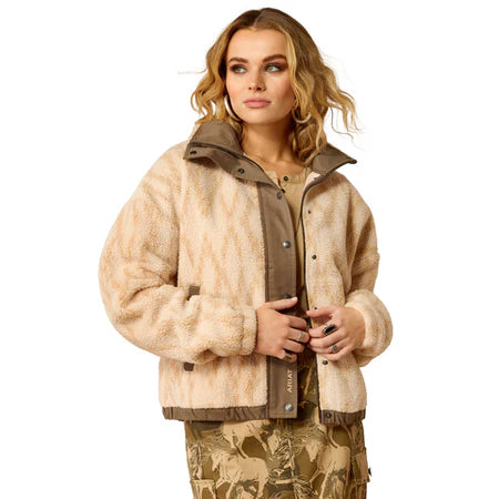 Ariat Women's Sherpa Blocked Tonal Jacket-Sand Print