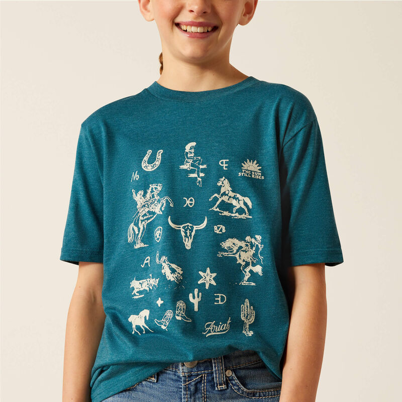 Ariat Girl's Sketch Pad Short Sleeve T Shirt - Deep Sea Heather