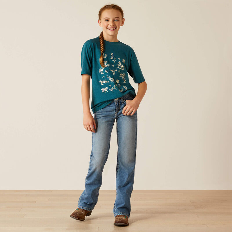 Ariat Girl's Sketch Pad Short Sleeve T Shirt - Deep Sea Heather