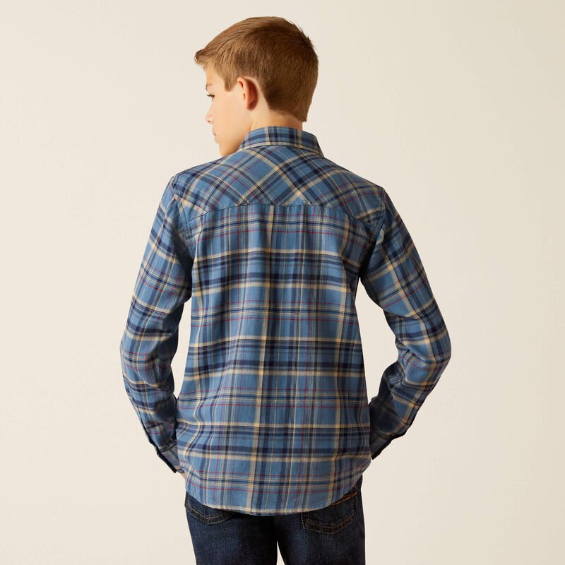 Ariat Boy's Huntley Retro Long Sleeve Shirt- Copen Blue