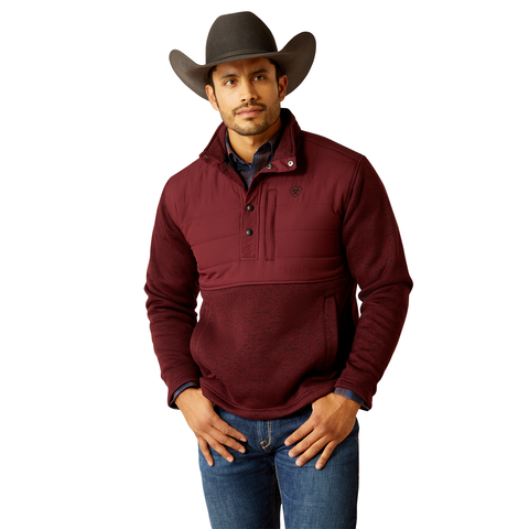 Ariat Men's Long Sleeve Caldwell Reinforced Snap Sweater - Burgundy