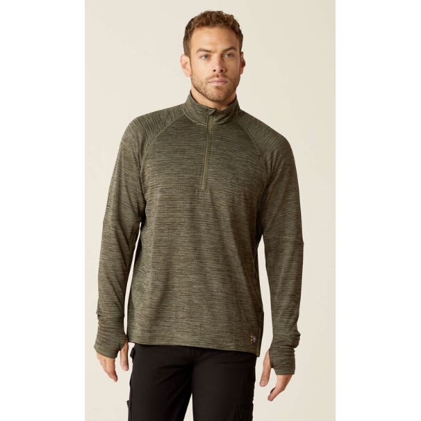 Ariat Men's Rebar Gridwork Baselayer 1/4 Zip T-Shirt - Beetle