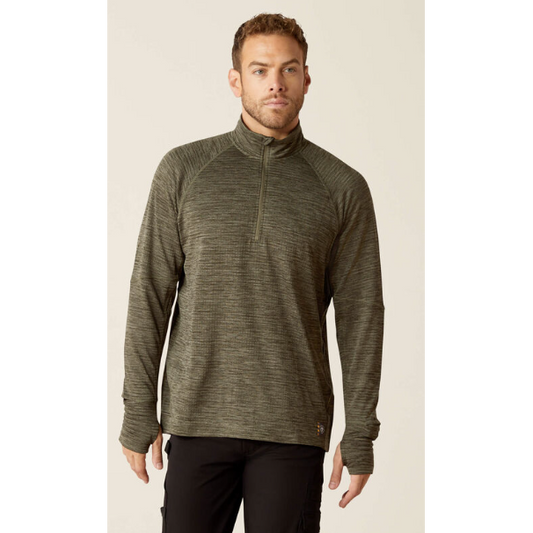 Ariat Men's Rebar Gridwork Baselayer 1/4 Zip T-Shirt - Beetle