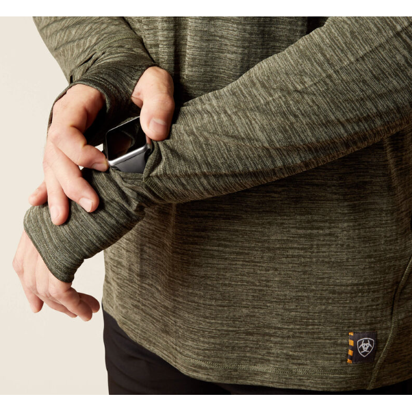 Ariat Men's Rebar Gridwork Baselayer 1/4 Zip T-Shirt - Beetle