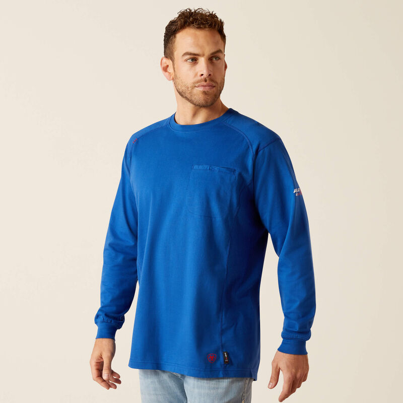 Ariat  Air Men's Long Sleeve Deco Flame Resistant Tee Shirt- Glacier Blue