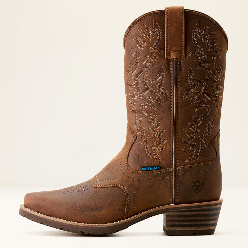 Ariat Men's Hybrid Roughstock Square Toe Waterproof Cowboy Boot - Status Brown