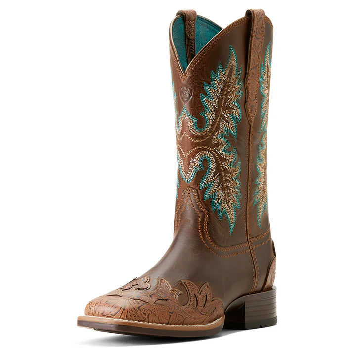 Ariat Women's Bryce Canyon Floral Embossed Boot - Tan & Sassy Brown