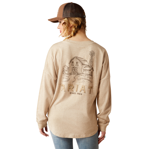 Ariat Women's Miller Oversized Long Sleeve Shirt - Oatmeal Heather