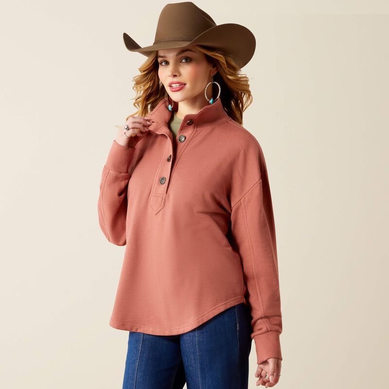 Ariat Women's Lucky Rose Popover Long Sleeve Shirt - Light Mahogany