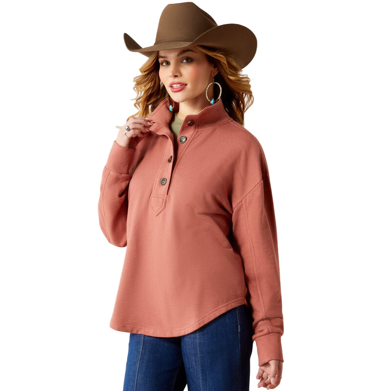 Ariat Women's Lucky Rose Popover Long Sleeve Shirt - Light Mahogany