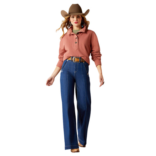 Ariat Women's Lucky Rose Popover Long Sleeve Shirt - Light Mahogany