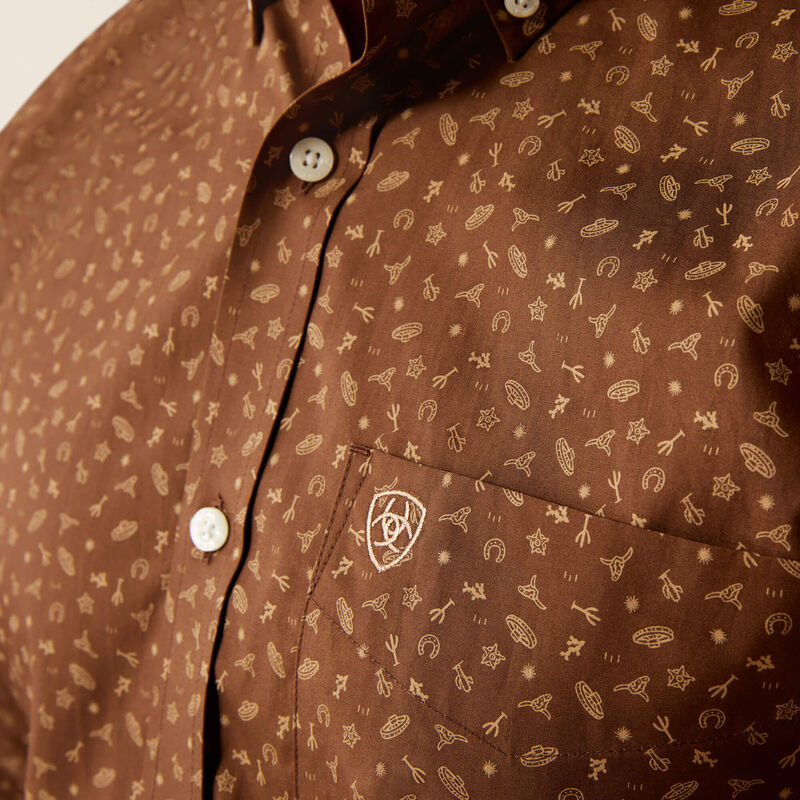 Ariat Men's Wrinkle Free Farley Fitted Long Sleeve Shirt -  Brown