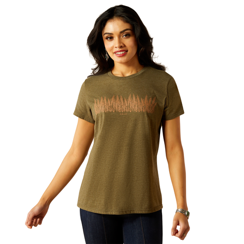 Ariat Women's Amber Waves Short Sleeve Tee Shirt- Military Heather