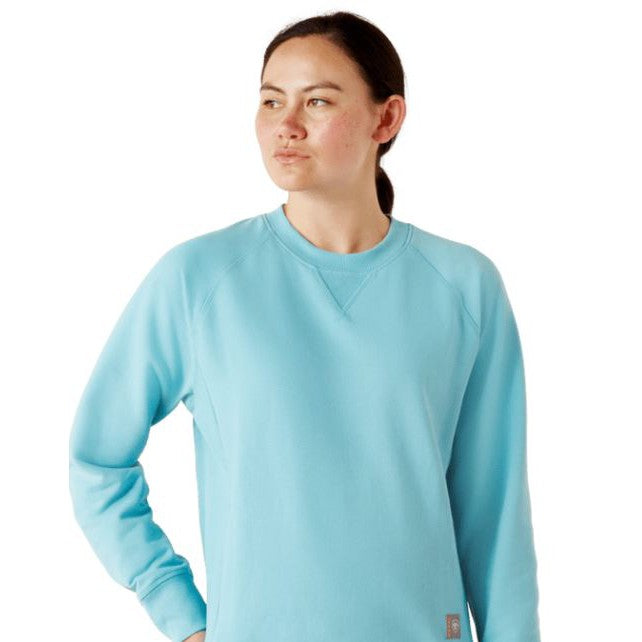 Ariat Women's Rebar Workman Washed Fleece Sheatshirt - Milky Blue