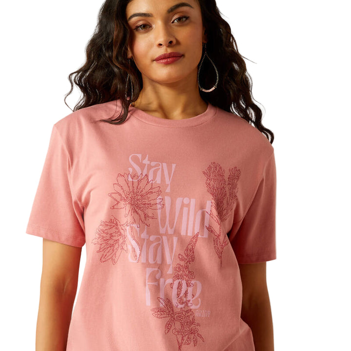 Ariat Womens Stay Wild  SS TShirt - Dusty Rose