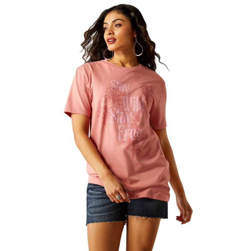 Ariat Womens Stay Wild  SS TShirt - Dusty Rose