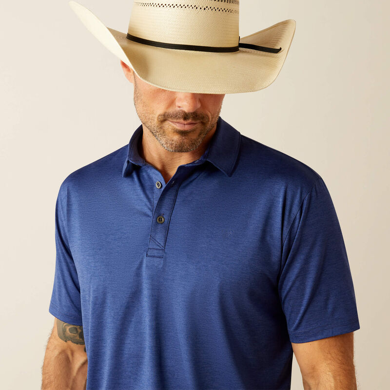 Ariat Men's Charger 2.0 Fitted Polo - Blue Depths