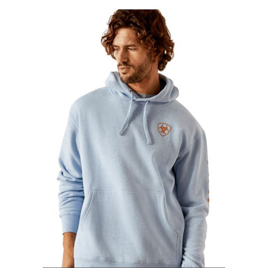 Ariat Men's Logo Hoodie - Light Blue Heather