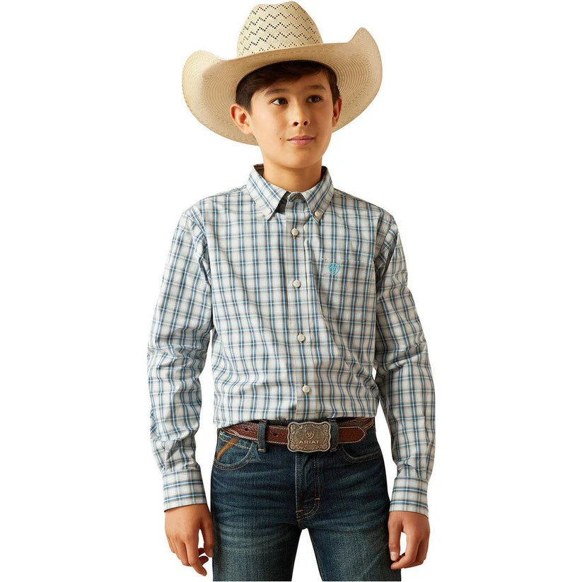 Ariat Boy's Pro Series Shelton Classic Fit Shirt - Khaki