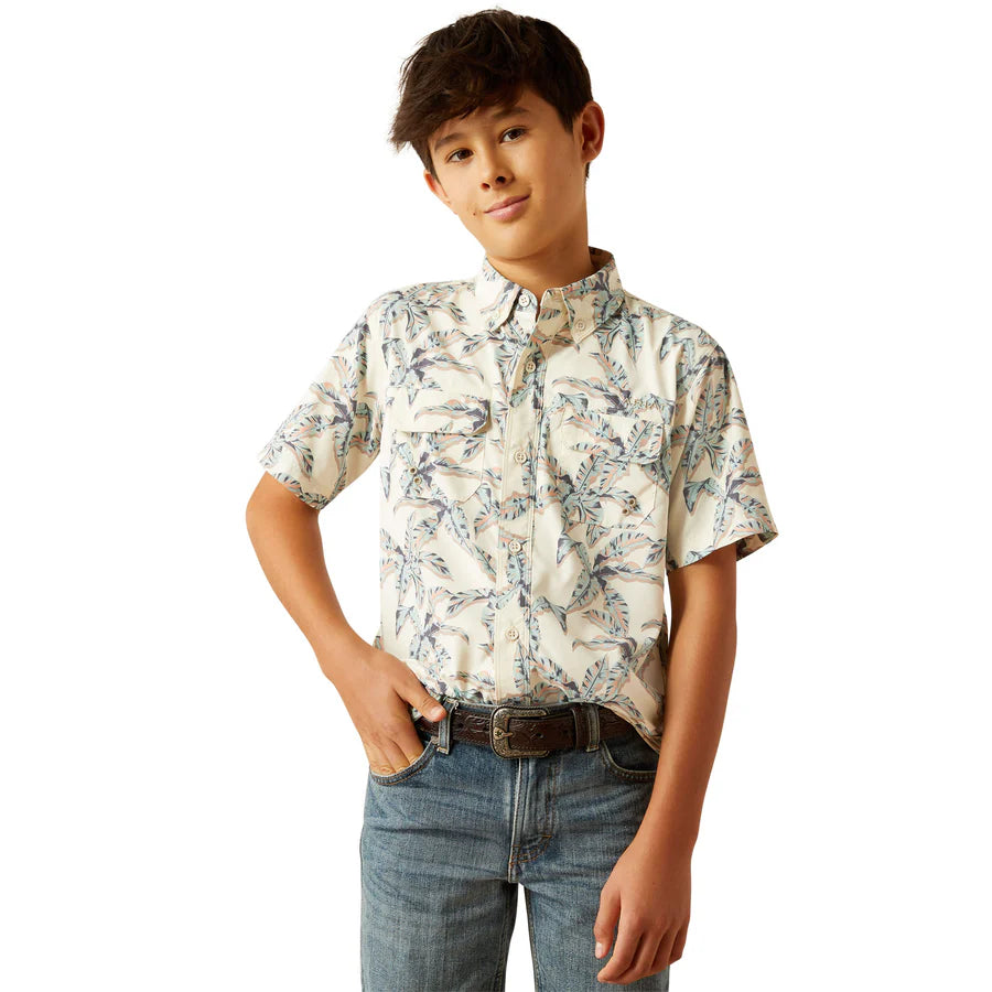 Ariat Boy's VentTEK Short Sleeve Outbound Classic Fit Shirt - Papyrus