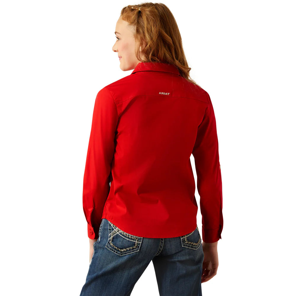 Ariat Girl's Team Kirby Long Sleeve Shirt - Equestrian Red