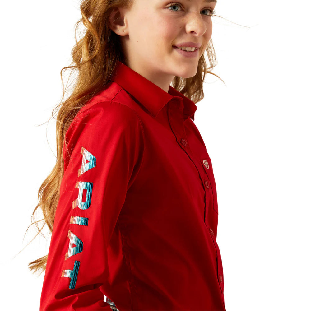 Ariat Girl's Team Kirby Long Sleeve Shirt - Equestrian Red