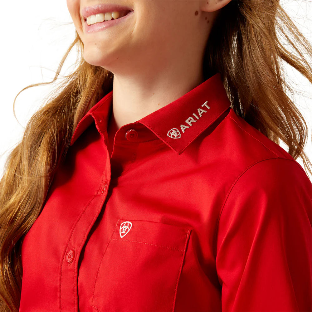 Ariat Girl's Team Kirby Long Sleeve Shirt - Equestrian Red