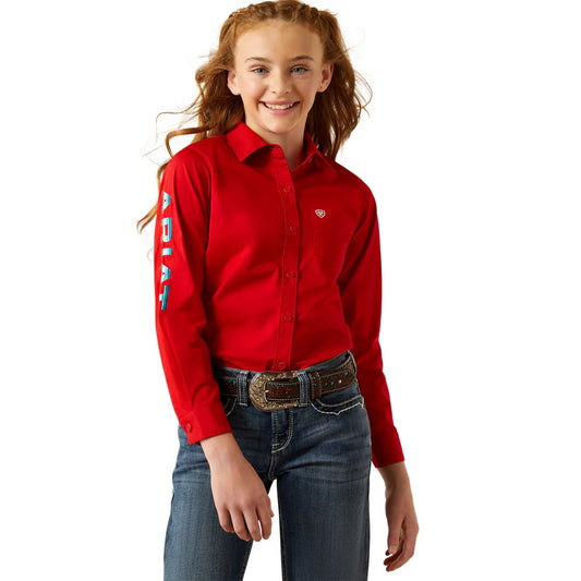 Ariat Girl's Team Kirby Long Sleeve Shirt - Equestrian Red