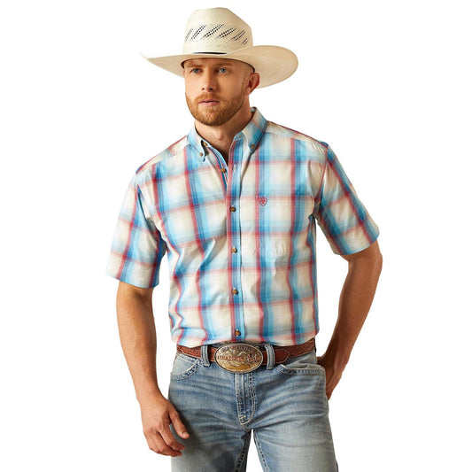 Ariat Men's Pro Series Sunny Short Sleeve Classic Fit Shirt - Blue