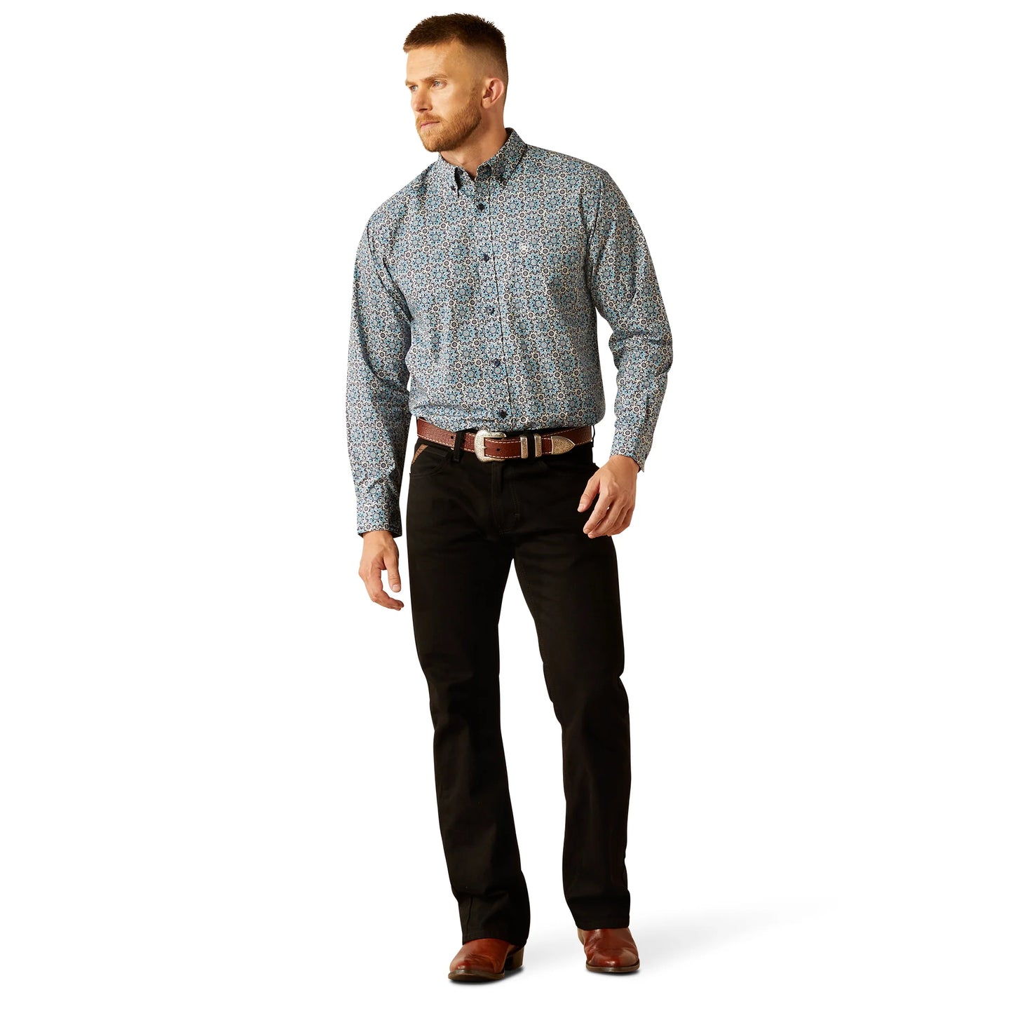 Ariat Men's Santiago Long Sleeve Classic Fit Shirt - Dark Teal