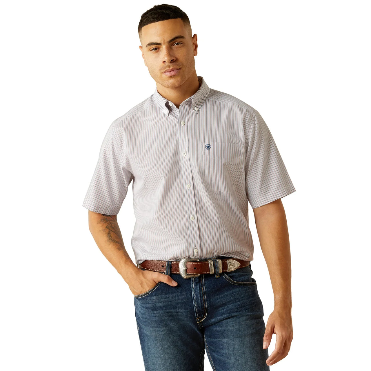 Ariat Men's Wrinkle Free Dayton Short Sleeve Classic Fit Shirt - Blue